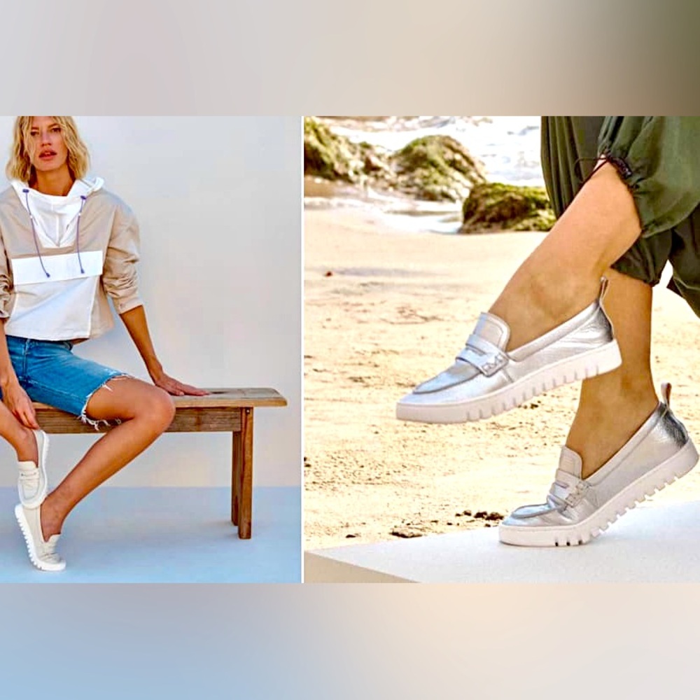 Vionic Uptown loafer Silver with White Soles